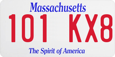 MA license plate 101KX8