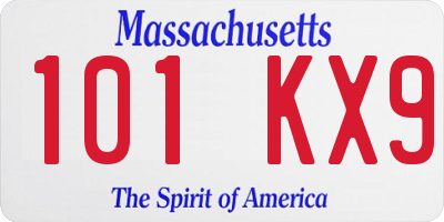 MA license plate 101KX9