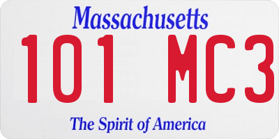 MA license plate 101MC3