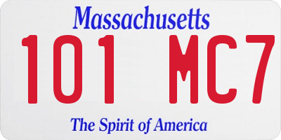 MA license plate 101MC7