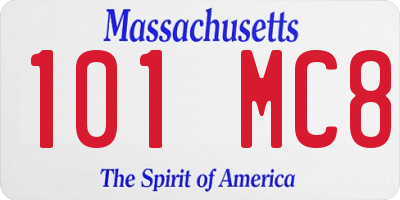 MA license plate 101MC8