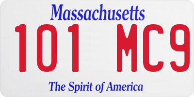MA license plate 101MC9