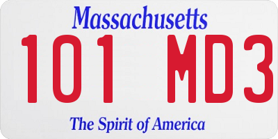 MA license plate 101MD3