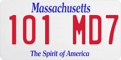MA license plate 101MD7