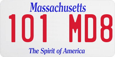 MA license plate 101MD8