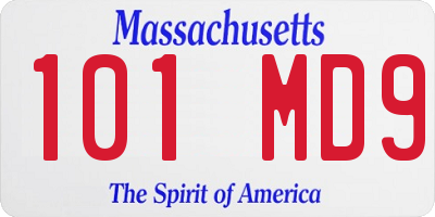 MA license plate 101MD9
