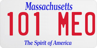 MA license plate 101ME0