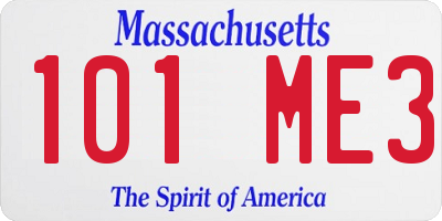 MA license plate 101ME3