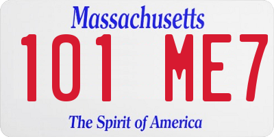 MA license plate 101ME7