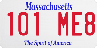 MA license plate 101ME8