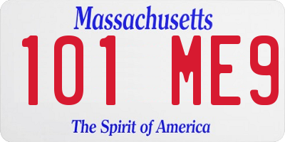 MA license plate 101ME9