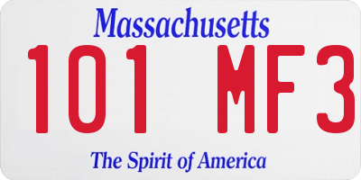 MA license plate 101MF3