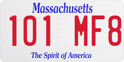 MA license plate 101MF8