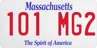 MA license plate 101MG2