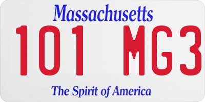 MA license plate 101MG3