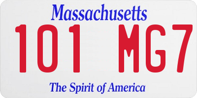 MA license plate 101MG7