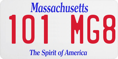 MA license plate 101MG8