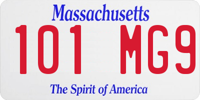 MA license plate 101MG9