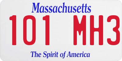 MA license plate 101MH3