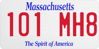 MA license plate 101MH8