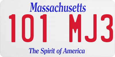 MA license plate 101MJ3