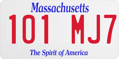 MA license plate 101MJ7