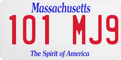 MA license plate 101MJ9
