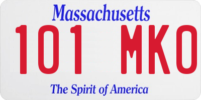 MA license plate 101MK0