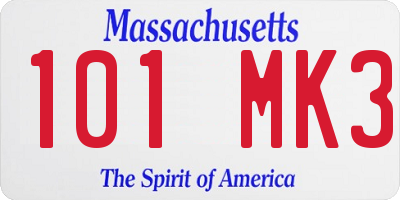 MA license plate 101MK3