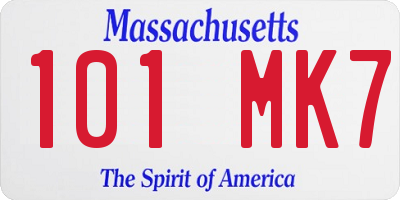 MA license plate 101MK7