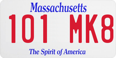 MA license plate 101MK8