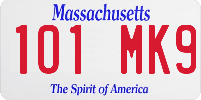 MA license plate 101MK9