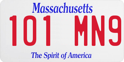 MA license plate 101MN9