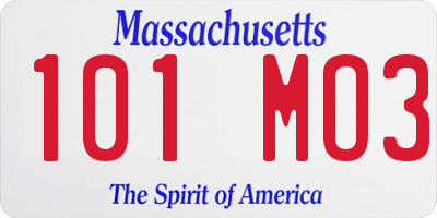 MA license plate 101MO3