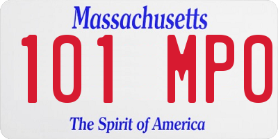 MA license plate 101MP0