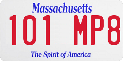 MA license plate 101MP8