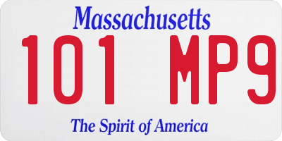 MA license plate 101MP9