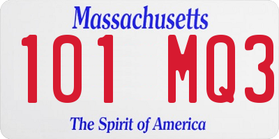 MA license plate 101MQ3