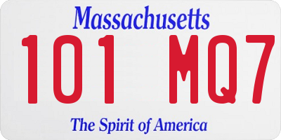 MA license plate 101MQ7