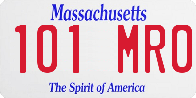 MA license plate 101MR0