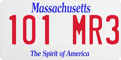 MA license plate 101MR3