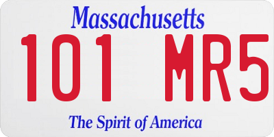 MA license plate 101MR5