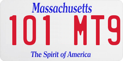 MA license plate 101MT9