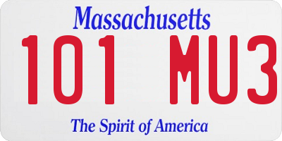 MA license plate 101MU3