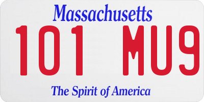 MA license plate 101MU9