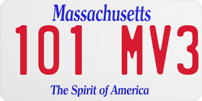 MA license plate 101MV3