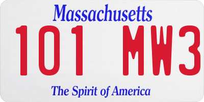 MA license plate 101MW3