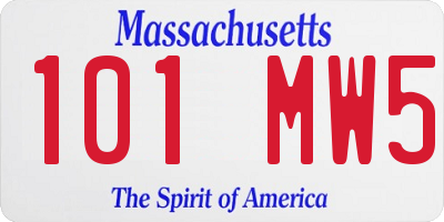 MA license plate 101MW5