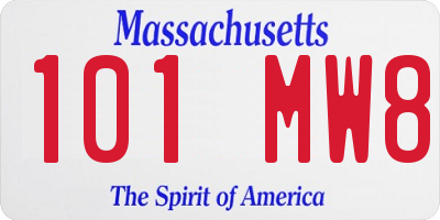 MA license plate 101MW8