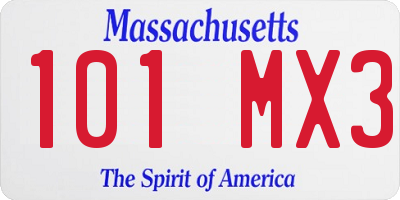 MA license plate 101MX3